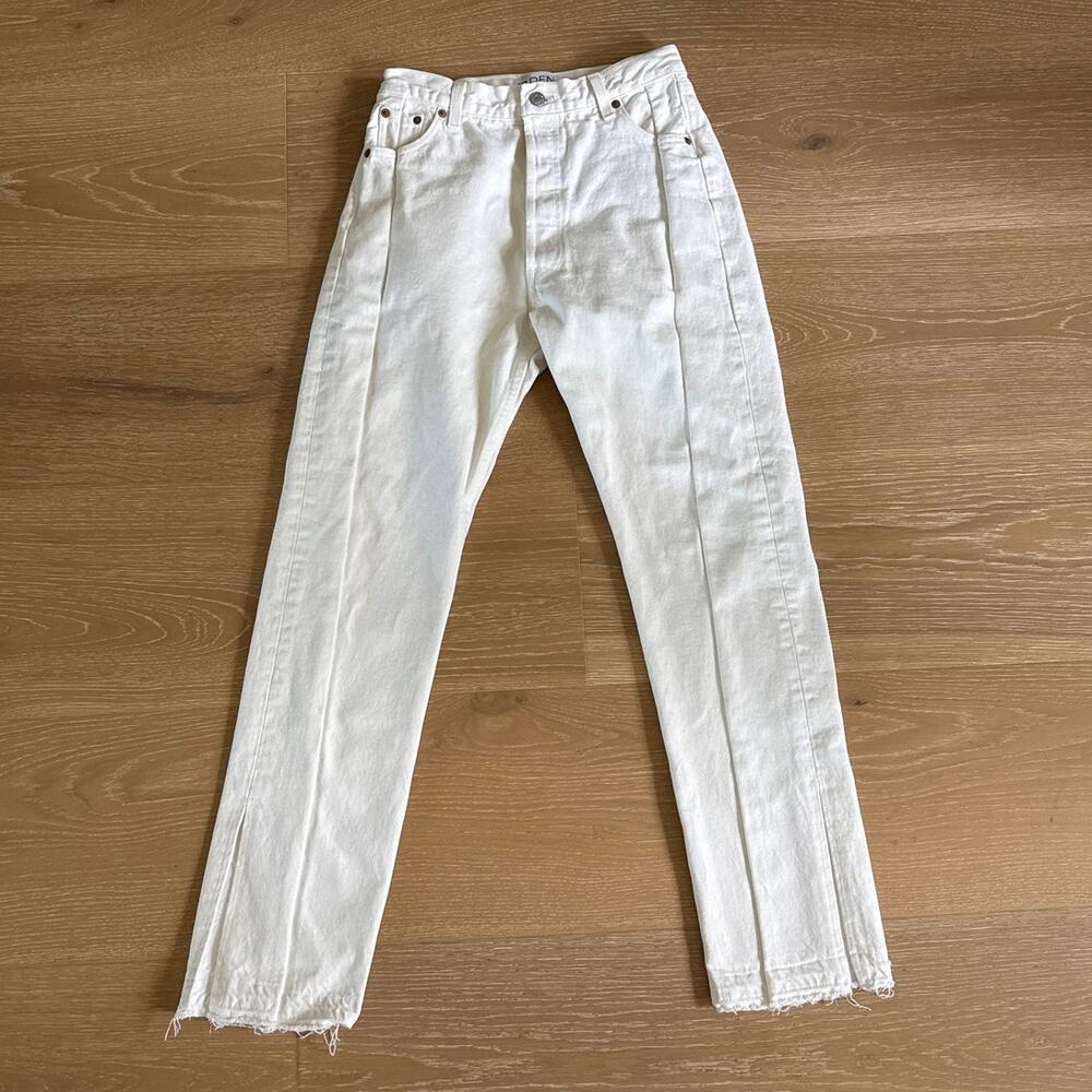 EB Denim Jeans Seamed Raw Hems Size 26 Off White